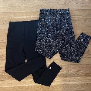 Lot of 2 XS Sweaty Betty Black and White Patterned Leggings - Power 7/8 length